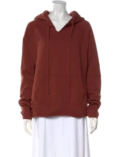 Pre-owned Nili Lotan V-neck Long Sleeve Hoodie In Orange
