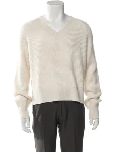 Pre-owned Nili Lotan V-neck Long Sleeve Pullover In Neutral