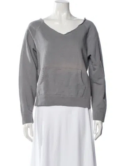 Pre-owned Nili Lotan V-neck Long Sleeve Sweatshirt In Gray
