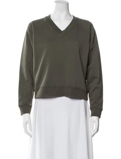Pre-owned Nili Lotan V-neck Long Sleeve Sweatshirt W/ Tags In Green