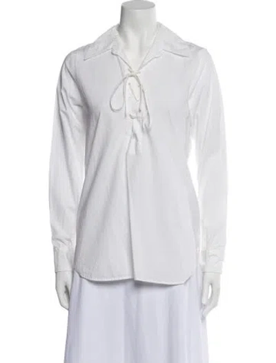 Pre-owned Nili Lotan V-neck Long Sleeve Tunic In White