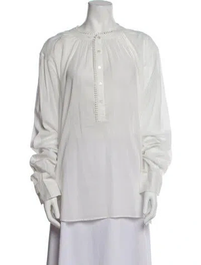 Pre-owned Nili Lotan V-neck Long Sleeve Tunic In White