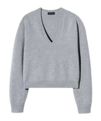 Nili Lotan V-neck Long-sleeve Sweater In Gray