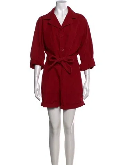 Pre-owned Nili Lotan V-neck Romper In Red