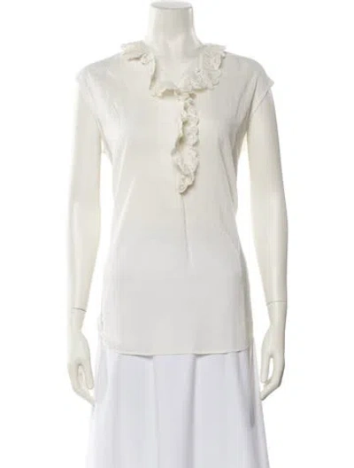 Pre-owned Nili Lotan V-neck Sleeveless Blouse In Neutral