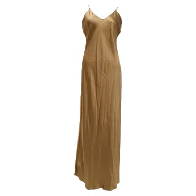 Nili Lotan V-neck Slip Maxi Dress In Brown Silk