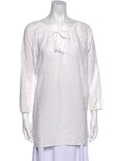 Pre-owned Nili Lotan V-neck Three-quarter Sleeve Tunic In White