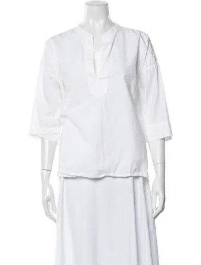 Pre-owned Nili Lotan V-neck Three-quarter Sleeve Tunic In White