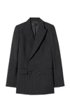 Nili Lotan Weston Double Breasted Wool Blazer In Black