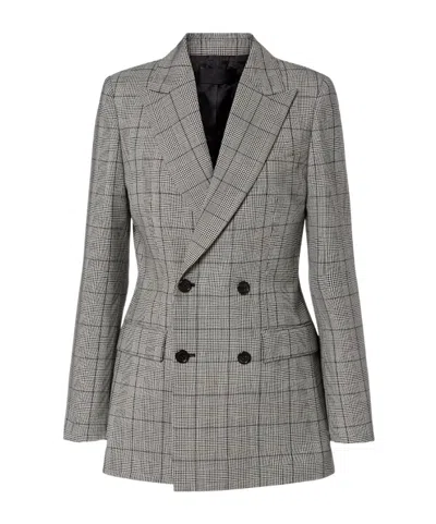 NILI LOTAN WESTON PLAID VIRGIN WOOL BLAZER