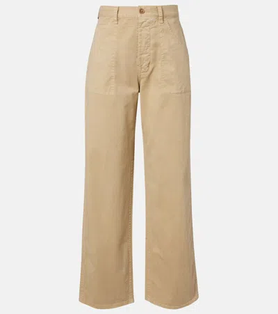 Nili Lotan Whitney Cotton Wide-leg Pants In Brown