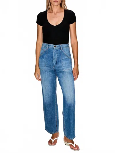 Nili Lotan Whitney Patch-pocket Jeans In Delancey Wash In Blue