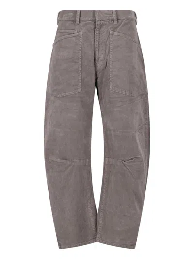Nili Lotan Wide-leg Corduroy Cargo Trousers In Grey