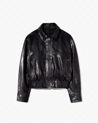 Nili Lotan Women's Aime Leather Bomber Jacket Black, S - 100% Lambskin Leather
