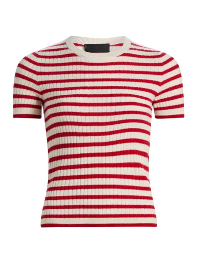 Nili Lotan Women's Alita Cashmere Short-sleeve Sweater In Red