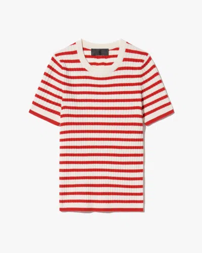 Nili Lotan Women's Alita Stripe Cashmere Sweater Ivory/red Stripe, S - 100% Cashmere