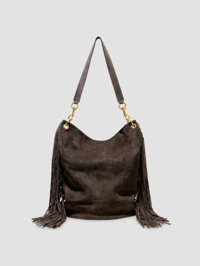 Nili Lotan Women's Asher Suede Fringe Shoulder Bag In Chocolate Brown