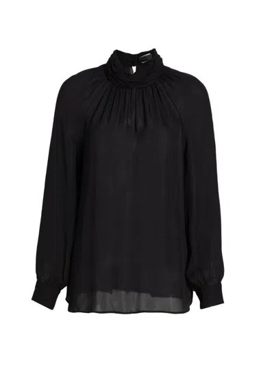 Nili Lotan Women's Axelle Silk Georgette Blouse In Black
