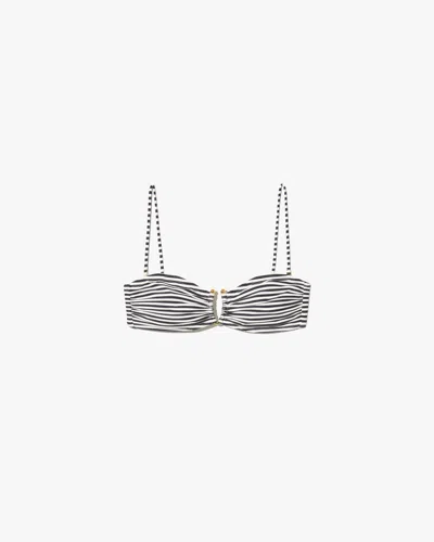 Nili Lotan Bandeau Bikini Top Black/ivory Stripe