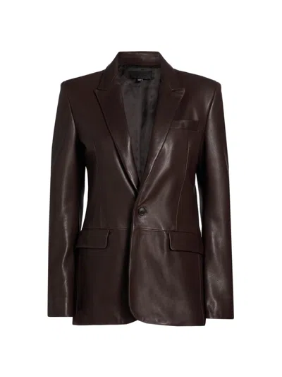 Nili Lotan Women's Belmonde Leather Tailored Blazer In Burgundy