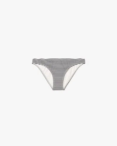Nili Lotan Women's Bikini Bottom Black/ivory Stripe, L In Multi
