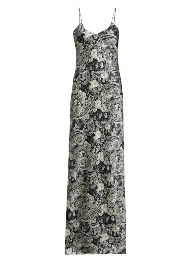 Nili Lotan Women's Cami Paisley Silk Gown In Gray