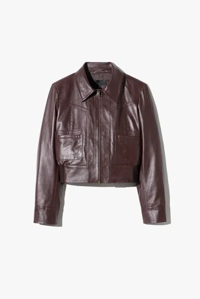 Nili Lotan Women's Charly Leather Jacket Bordeaux, S - 100% Lambskin Leather
