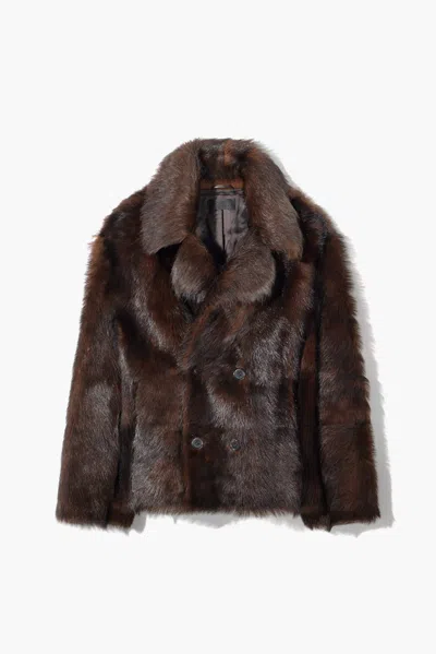 Nili Lotan Women's Cleophee Db Short Shearling Coat Dark Brown, S