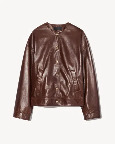 Nili Lotan Women's Deja Leather Bomber Burgundy, M - 100% Lambskin Leather In Brown