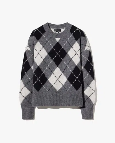 Nili Lotan Donnika Checked Cashmere And Silk-blend Sweater In Gray