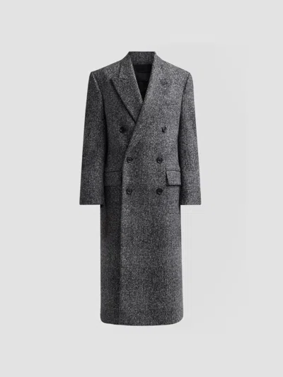 Nili Lotan Edmond Double-breasted Checked Wool-blend Long Coat In Gray