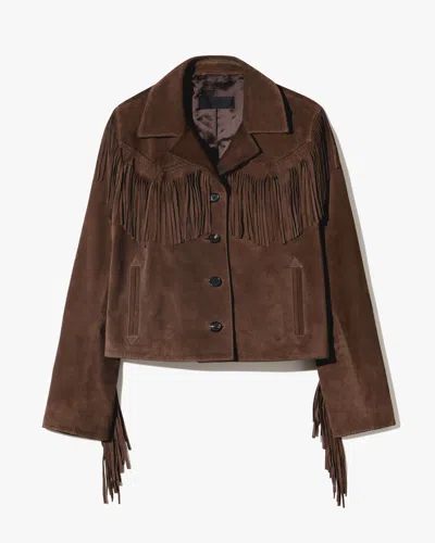 Nili Lotan Button-front Long-sleeve Leather Jacket In Brown