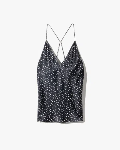 Nili Lotan Women's Emile Silk Cami Top Black/ivory Star, M - 100% Silk