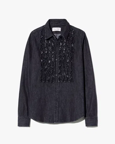 Nili Lotan Emilie Ruffled Denim Shirt In Black