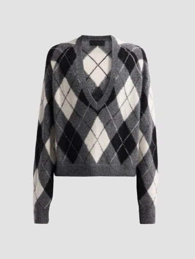 Nili Lotan Women's Feron Argyle Cashmere-silk Sweater In Charcoal Argyle
