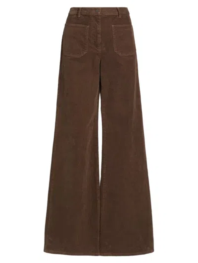 Nili Lotan Women's Florence Flared Cotton-blend Corduroy Pants In Brown