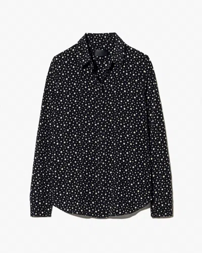 Nili Lotan Women's Gaia Silk Shirt Black/ivory Star, M - 100% Silk