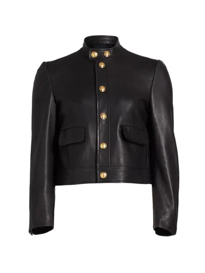 Nili Lotan Hadley Leather Cropped Jacket In Black