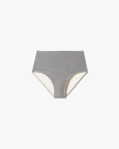 Nili Lotan Women's High Waisted Bikini Bottom Black/ivory Stripe, S In Multi
