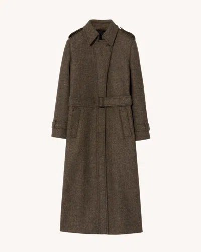 Nili Lotan Women's Isabelle Trench Coat Raven Donegal, L In Brown