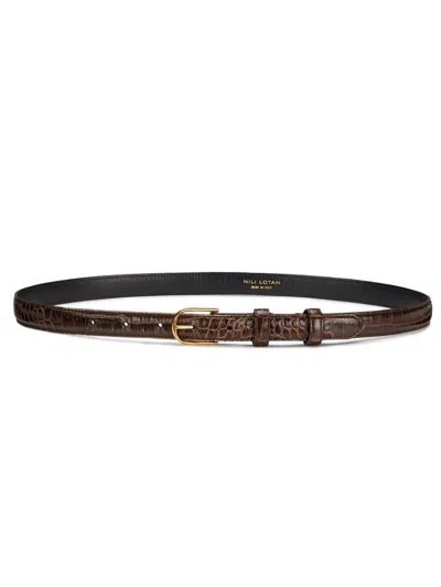Nili Lotan Women's Jane Snake-embossed Leather Belt In Brown