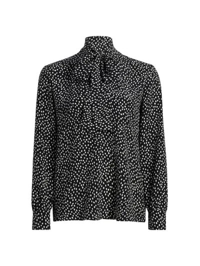 Nili Lotan Women's Janese Wild Dot Silk Tieneck Blouse In Black