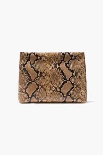 Nili Lotan Jerry Small Snake-print Leather Clutch In Animal Print