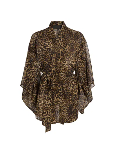 Nili Lotan Women's Kima Leopard-print Silk Kimono-style Cover-up In Multi