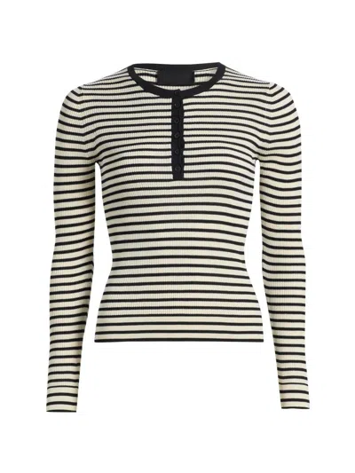 Nili Lotan Women's Kyrie Striped Silk Henley Sweater In Multi
