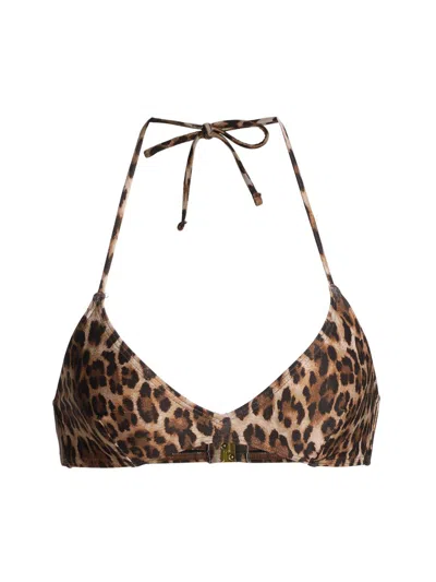 Nili Lotan Women's Leopard-print Triangle Bikini Top In Multi