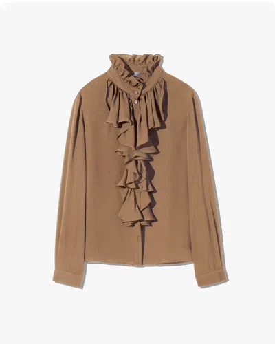 Nili Lotan Women's Lily Silk Blouse Cognac, M - 100% Silk In Brown