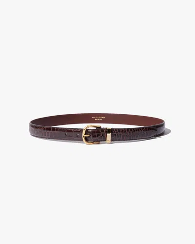Nili Lotan Women's Louise Belt Dark Brown With Shiny Brass Buckle, 70 In Dark Brown W/shiny Brass Buckle