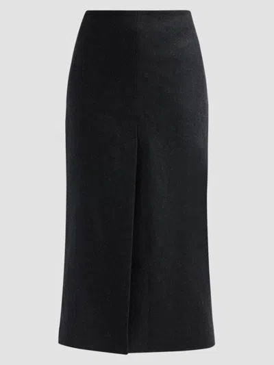 Nili Lotan Mariha Wool Midi Skirt In Black