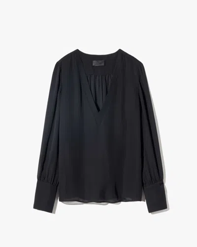 Nili Lotan Women's Mariposa Silk Blouse Black, M - 100% Silk